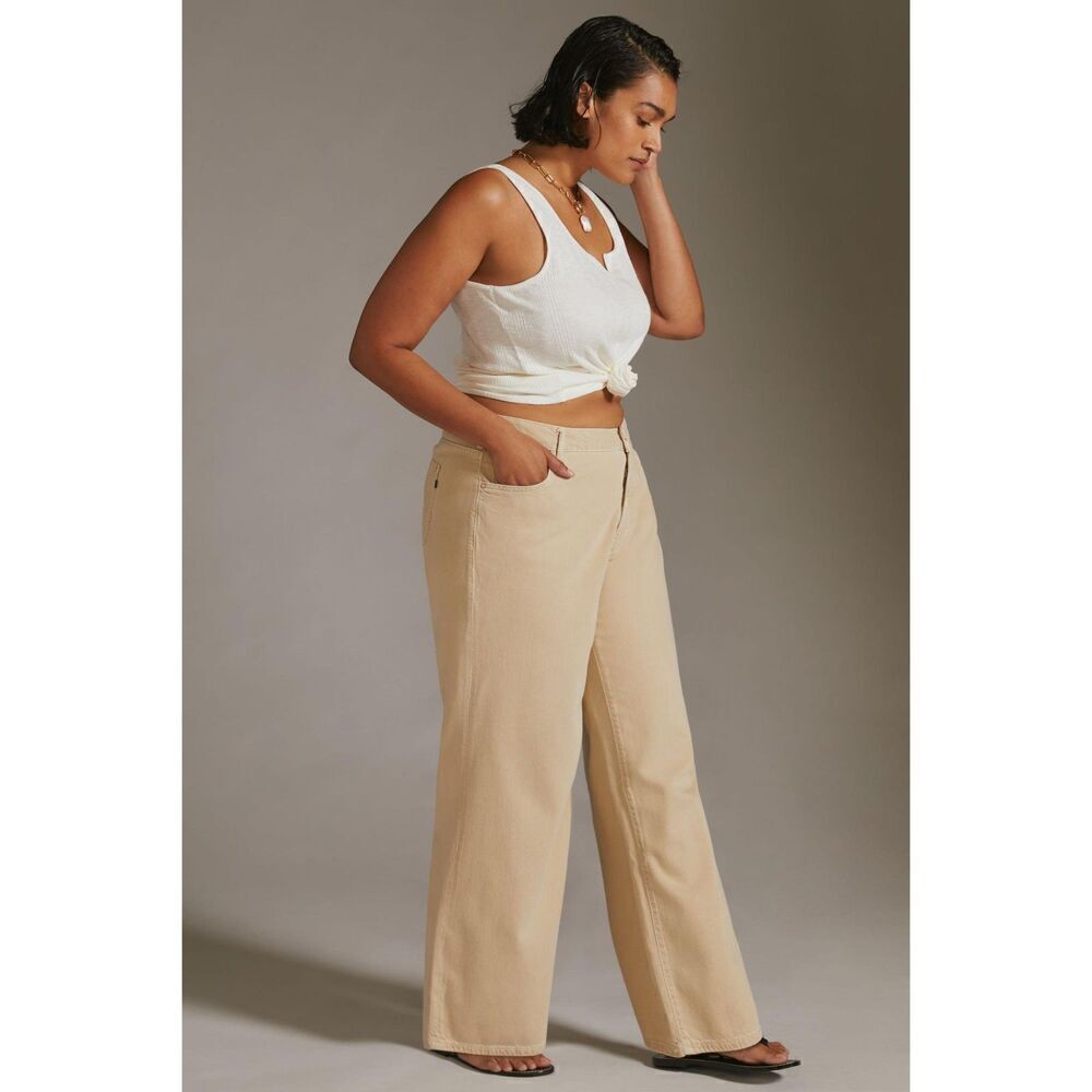 Anthropologie Pilcro The Annie Wide Leg Jeans Size 20W NWT Natural Khaki - Picture 2 of 13